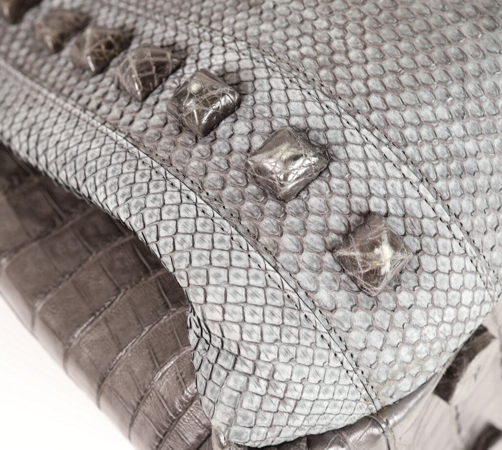 Grey Crocodile Handbag