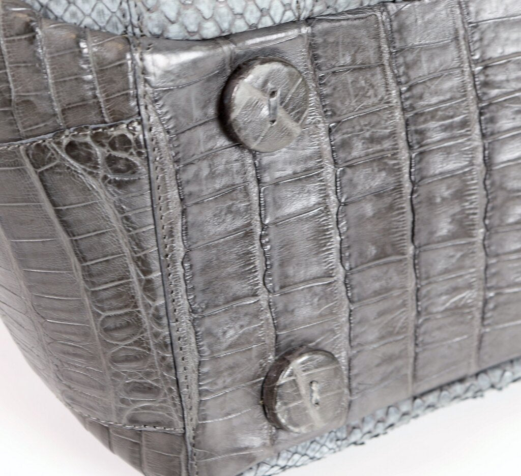Grey Crocodile Handbag