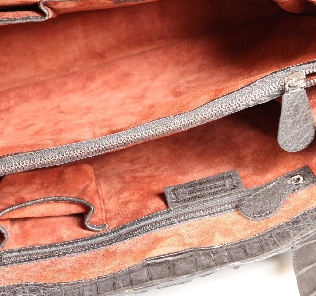 Grey Crocodile Handbag