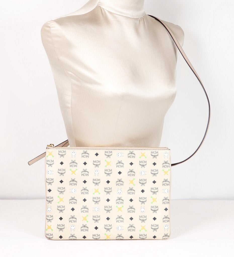 Cream Rabbit Print Crossbody Bag