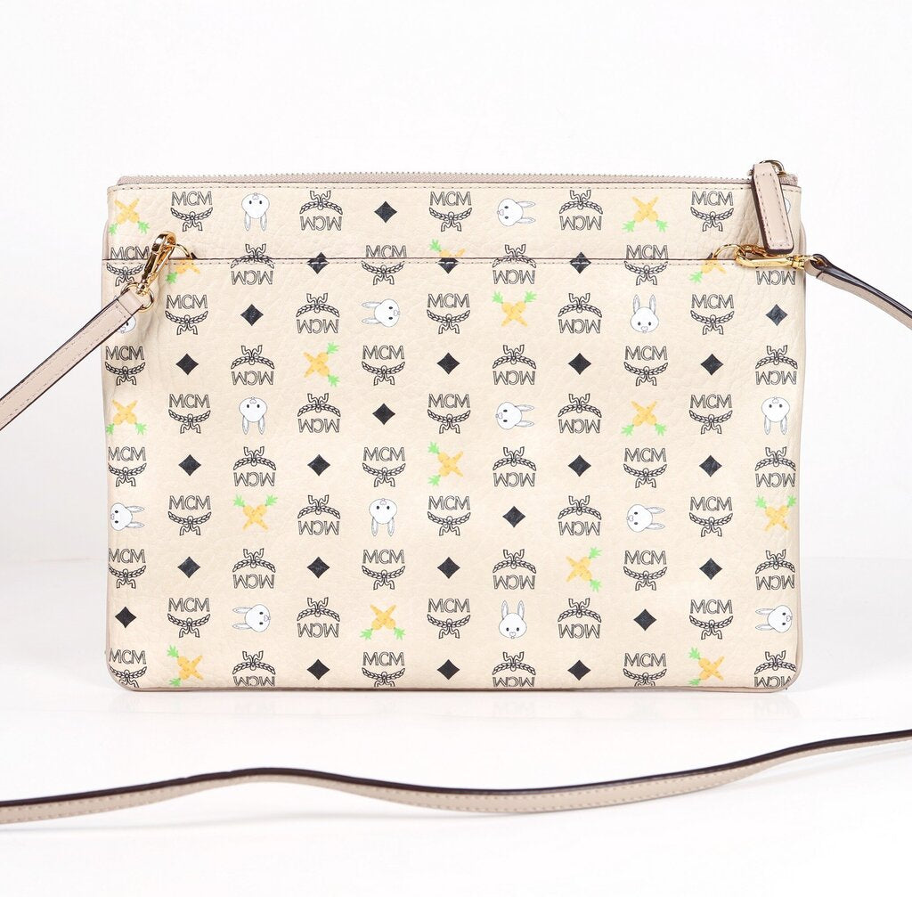 Cream Rabbit Print Crossbody Bag