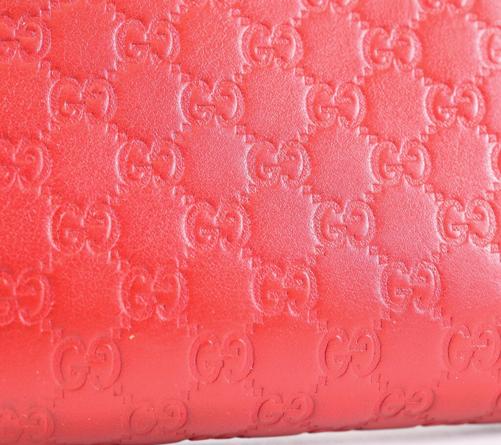 Gucci Red Microguccuma Pattern Leather Wallet