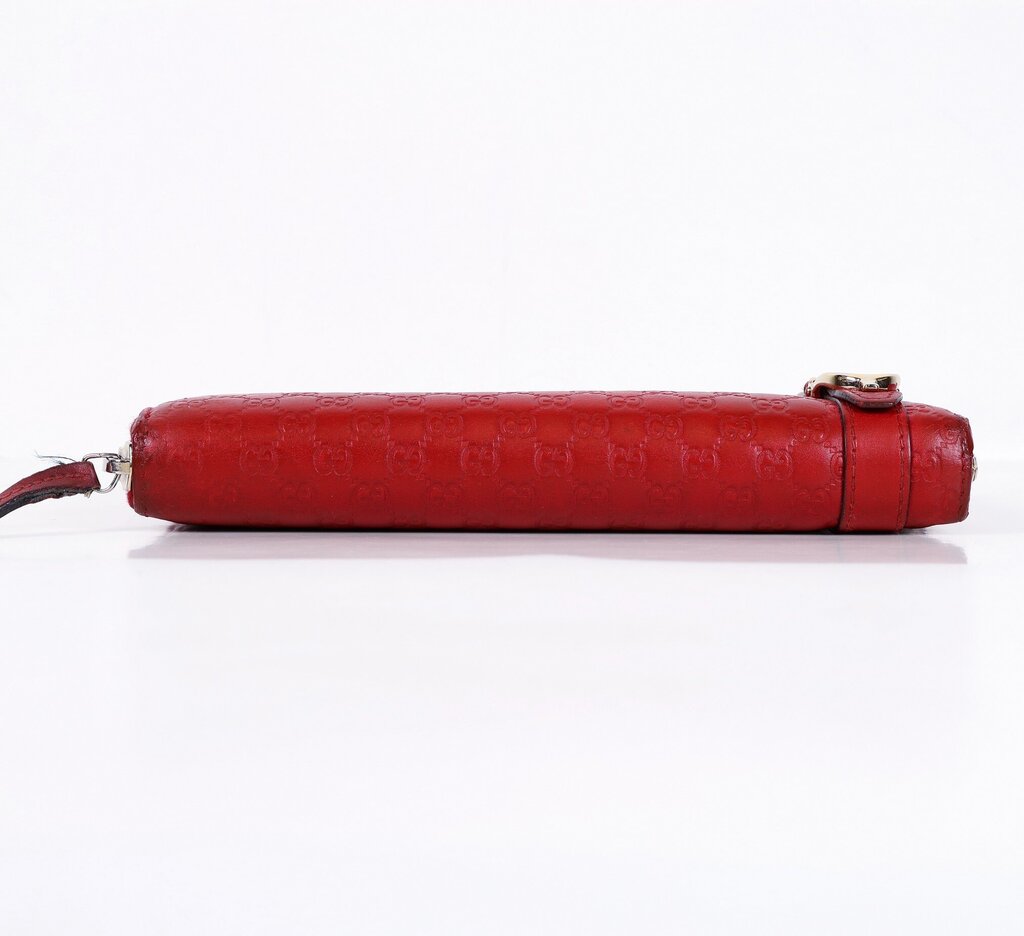 Gucci Red Microguccuma Pattern Leather Wallet