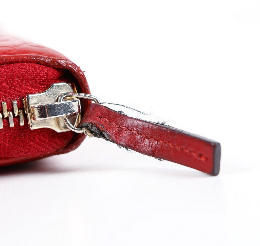 Gucci Red Microguccuma Pattern Leather Wallet