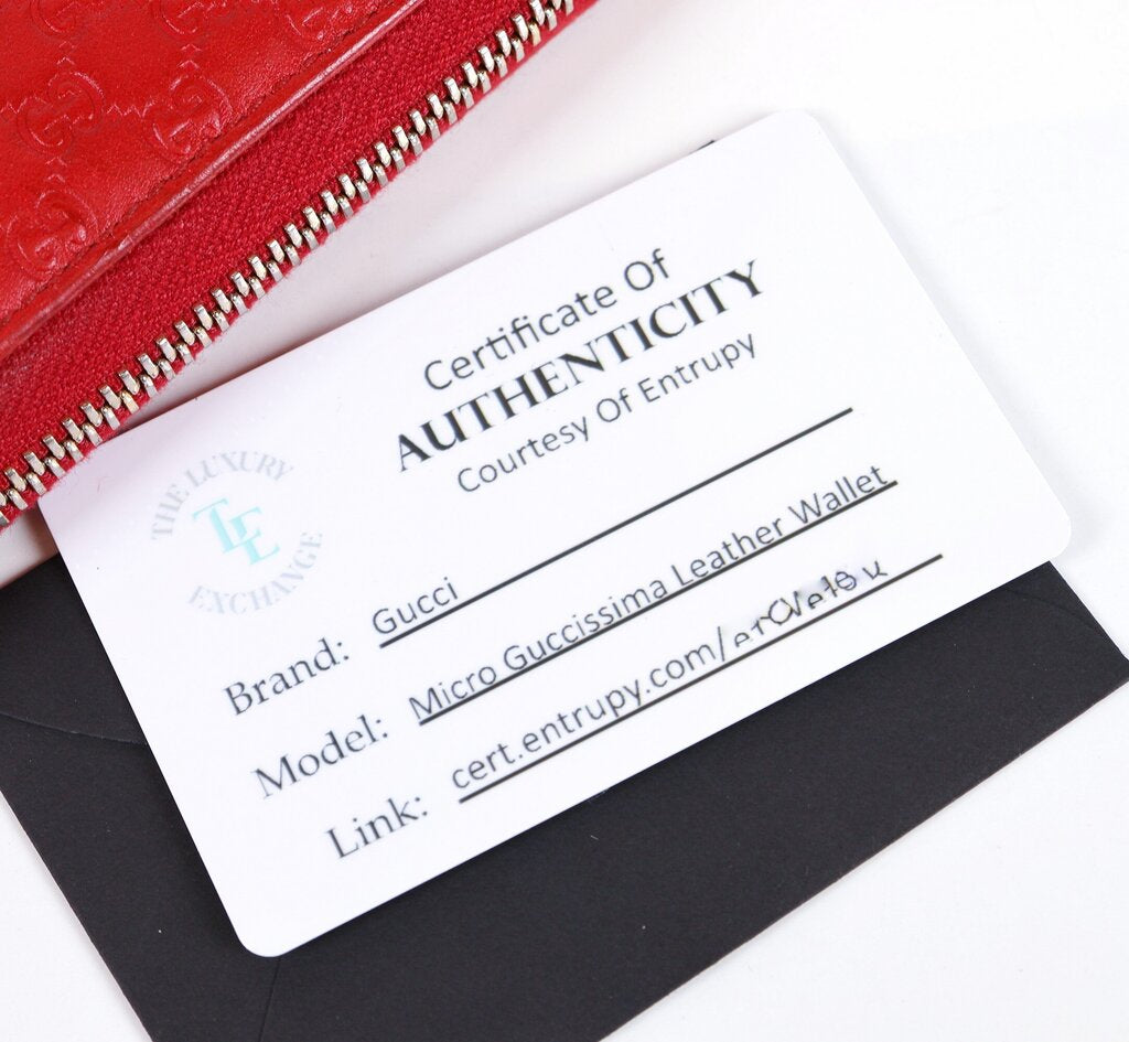 Gucci Red Microguccuma Pattern Leather Wallet