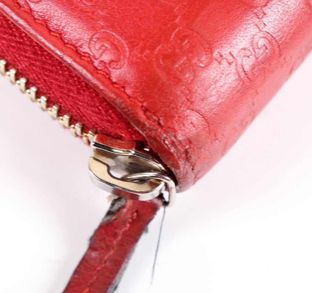 Gucci Red Microguccuma Pattern Leather Wallet