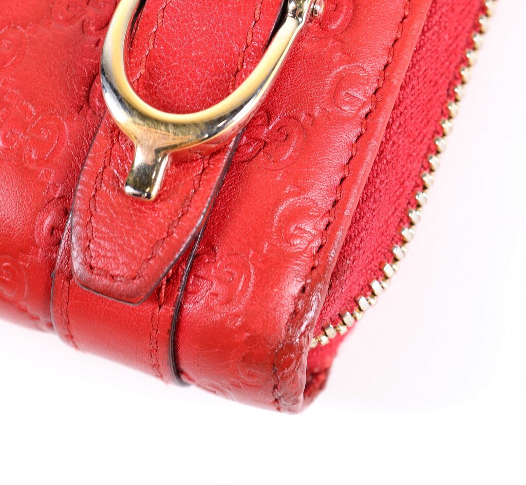 Gucci Red Microguccuma Pattern Leather Wallet