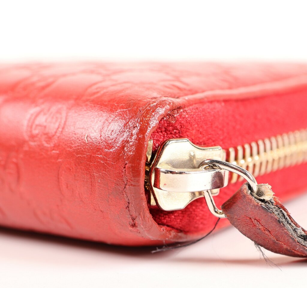 Gucci Red Microguccuma Pattern Leather Wallet