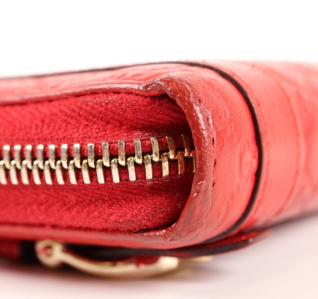 Gucci Red Microguccuma Pattern Leather Wallet