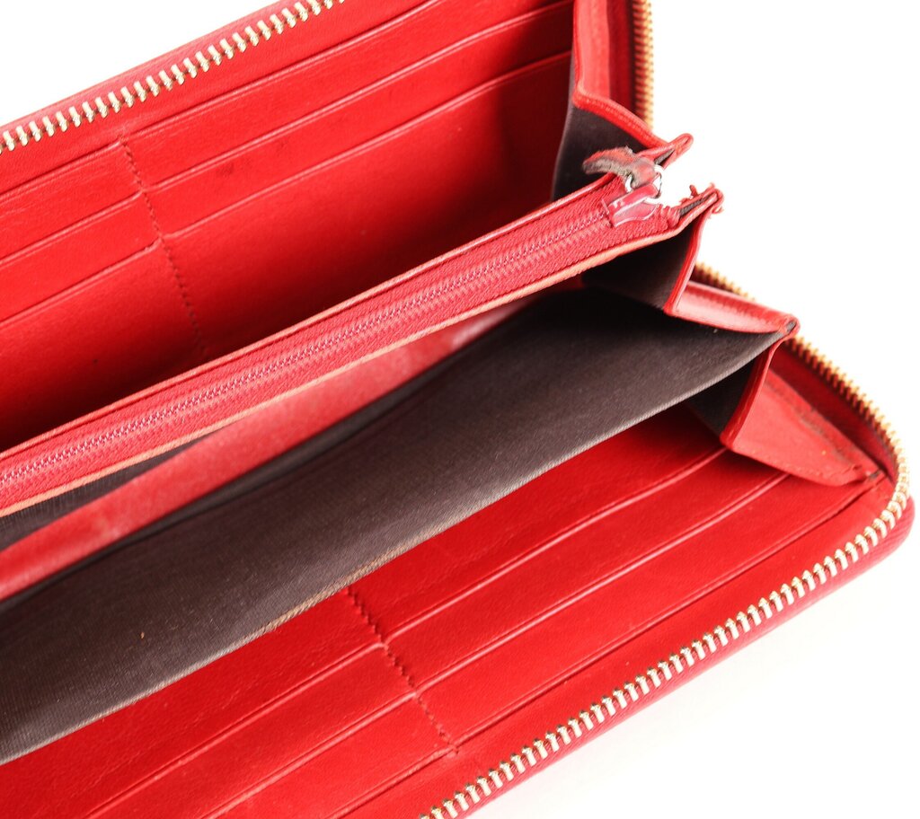 Gucci Red Microguccuma Pattern Leather Wallet