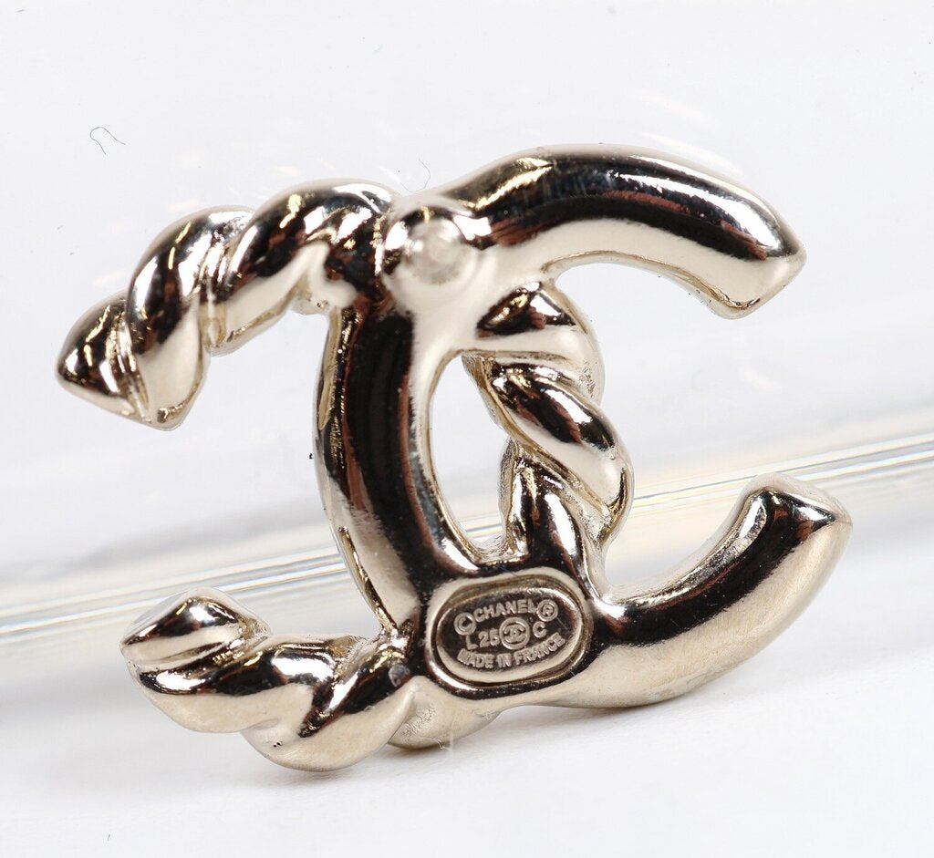 L25 C Gold Tone Twisted Logo Stud Earrings