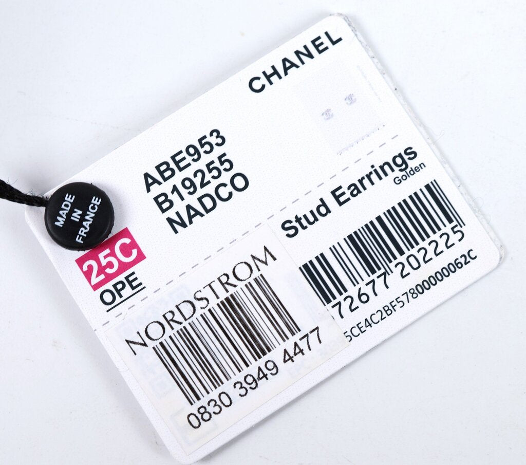 L25 C Gold Tone Twisted Logo Stud Earrings
