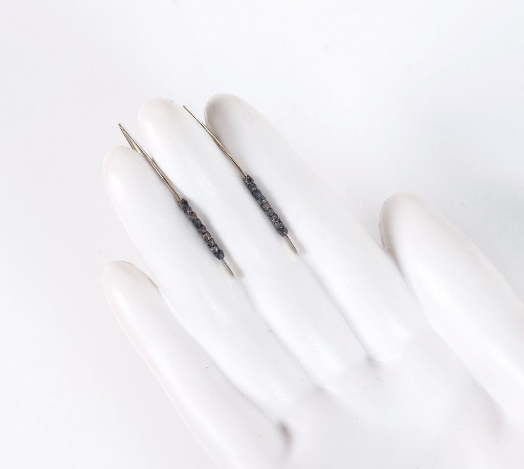 Oxidized and Hammered Sterling Threader Earrings