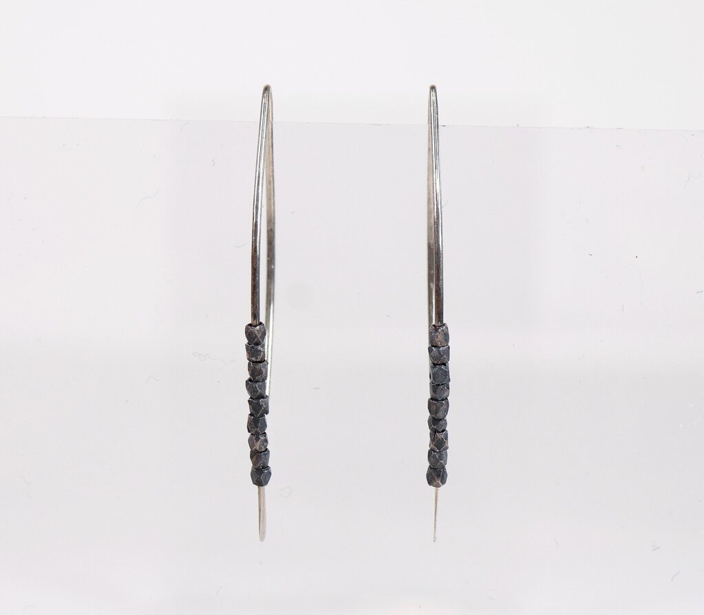 Oxidized and Hammered Sterling Threader Earrings