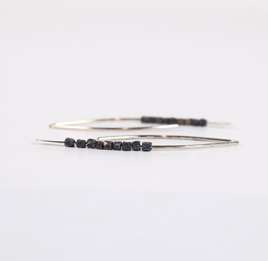Oxidized and Hammered Sterling Threader Earrings