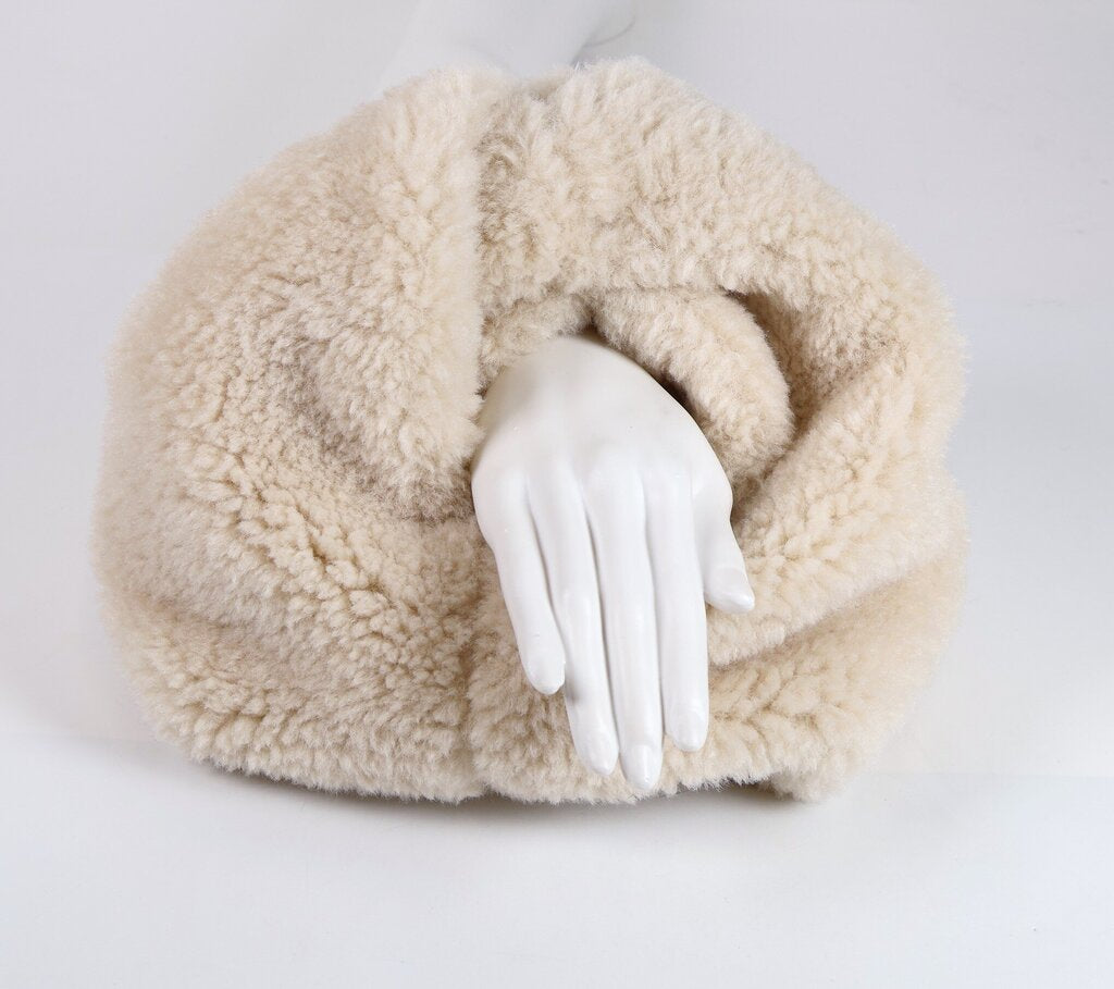 'Simone' Cream Fuzzy Mini Bag