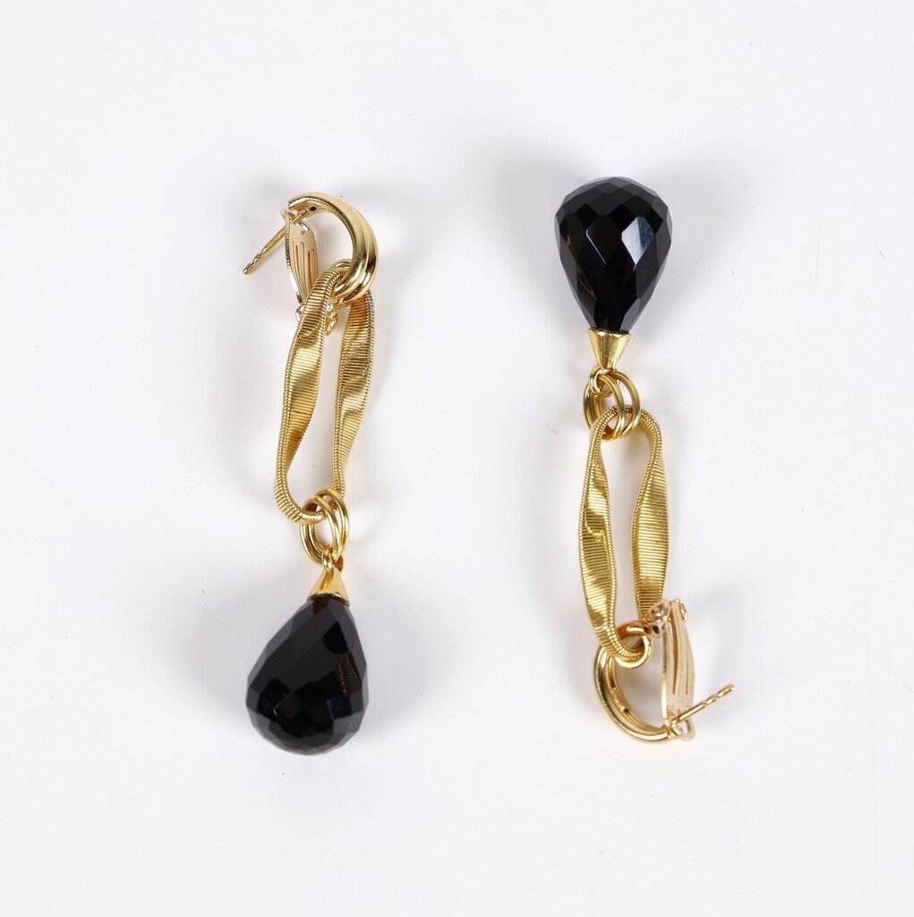 18K Gold and Onyx Briolette Earrings