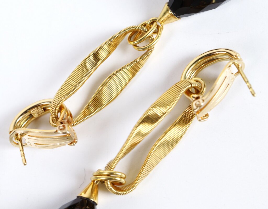 18K Gold and Onyx Briolette Earrings