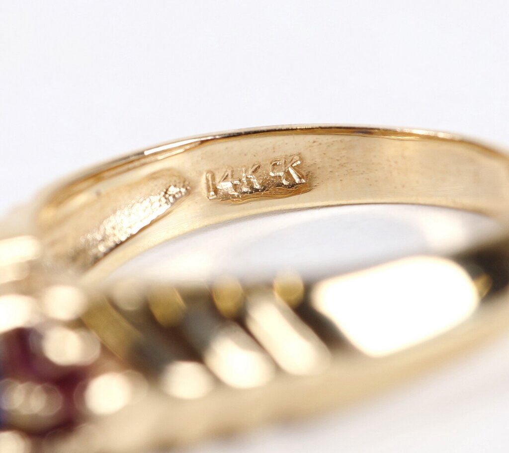 14K Pink and Blue Ruby Ring (6.5)