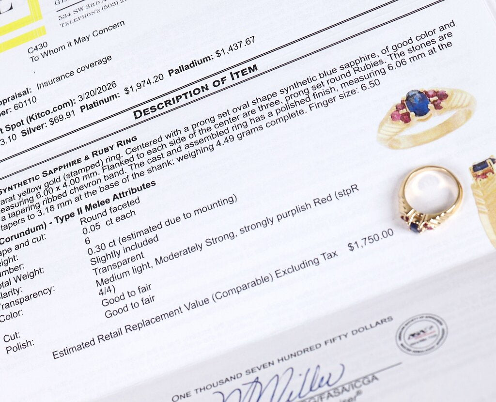 14K Pink and Blue Ruby Ring (6.5)