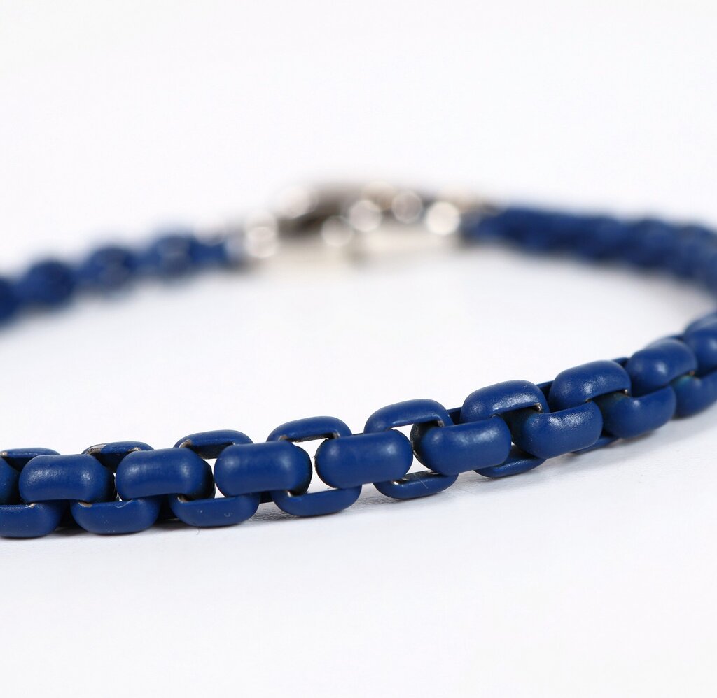 Sterling and Enamel Box Chain Bracelet (L)