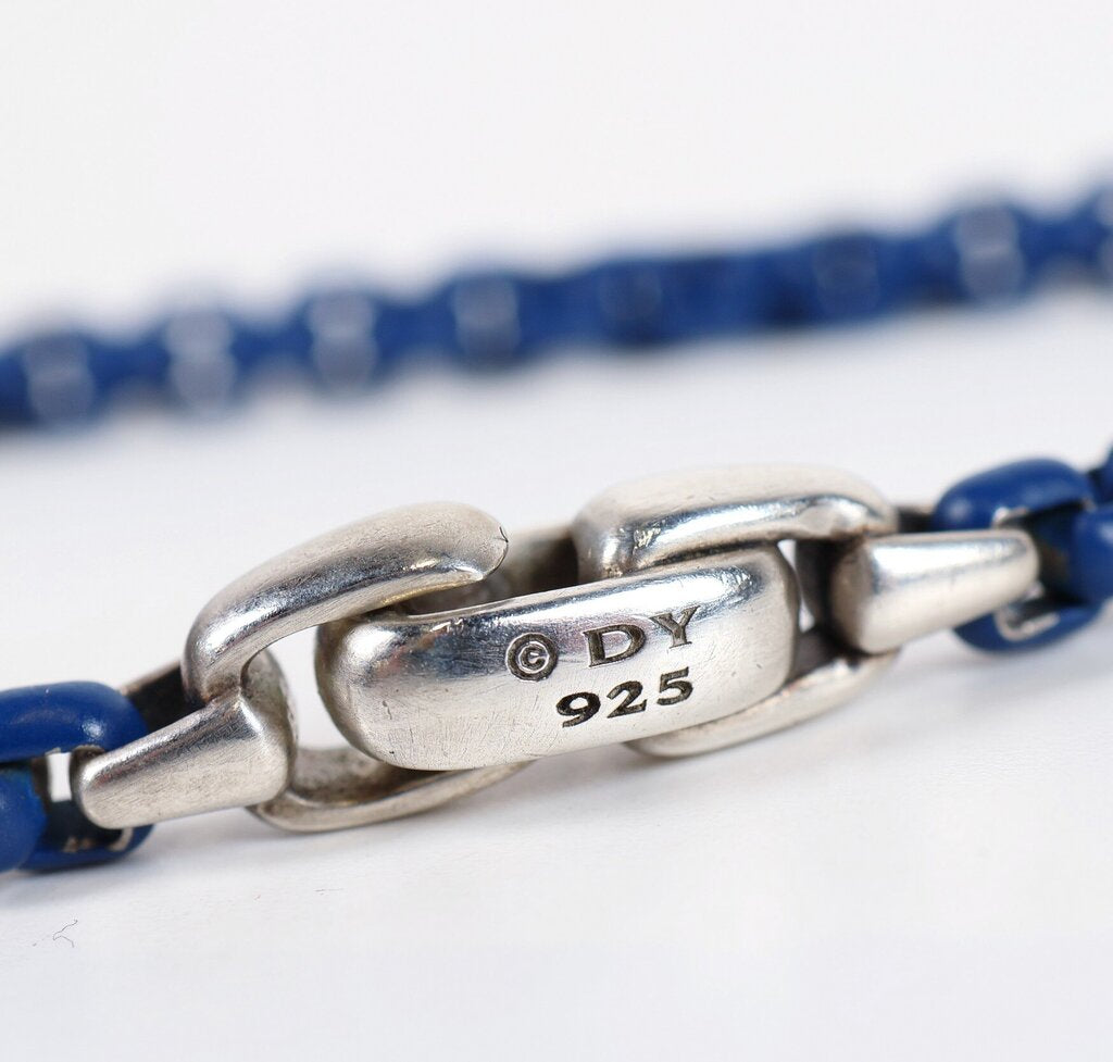 Sterling and Enamel Box Chain Bracelet (L)