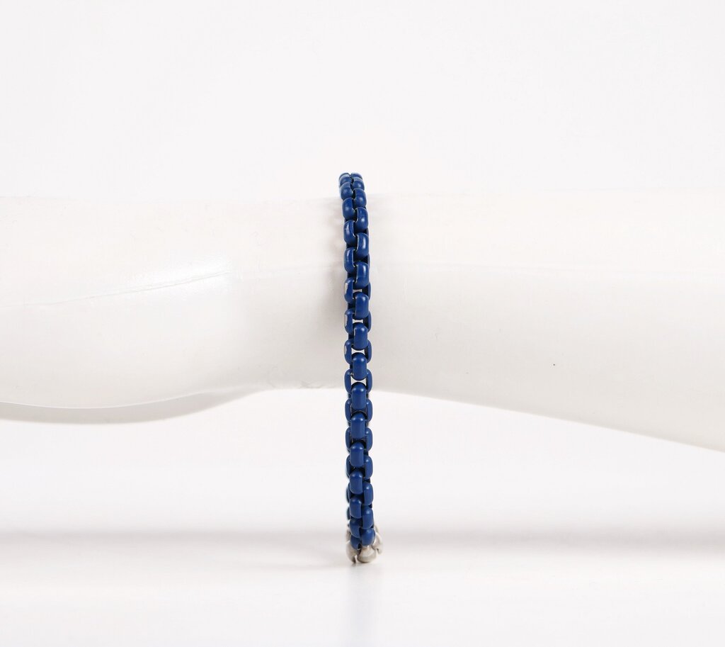 Sterling and Enamel Box Chain Bracelet (L)