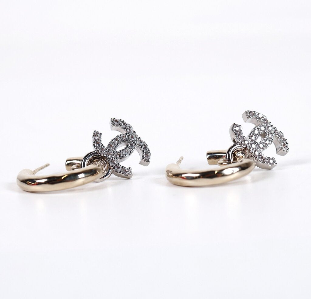 B22 S Crystal CC Hoop Earrings