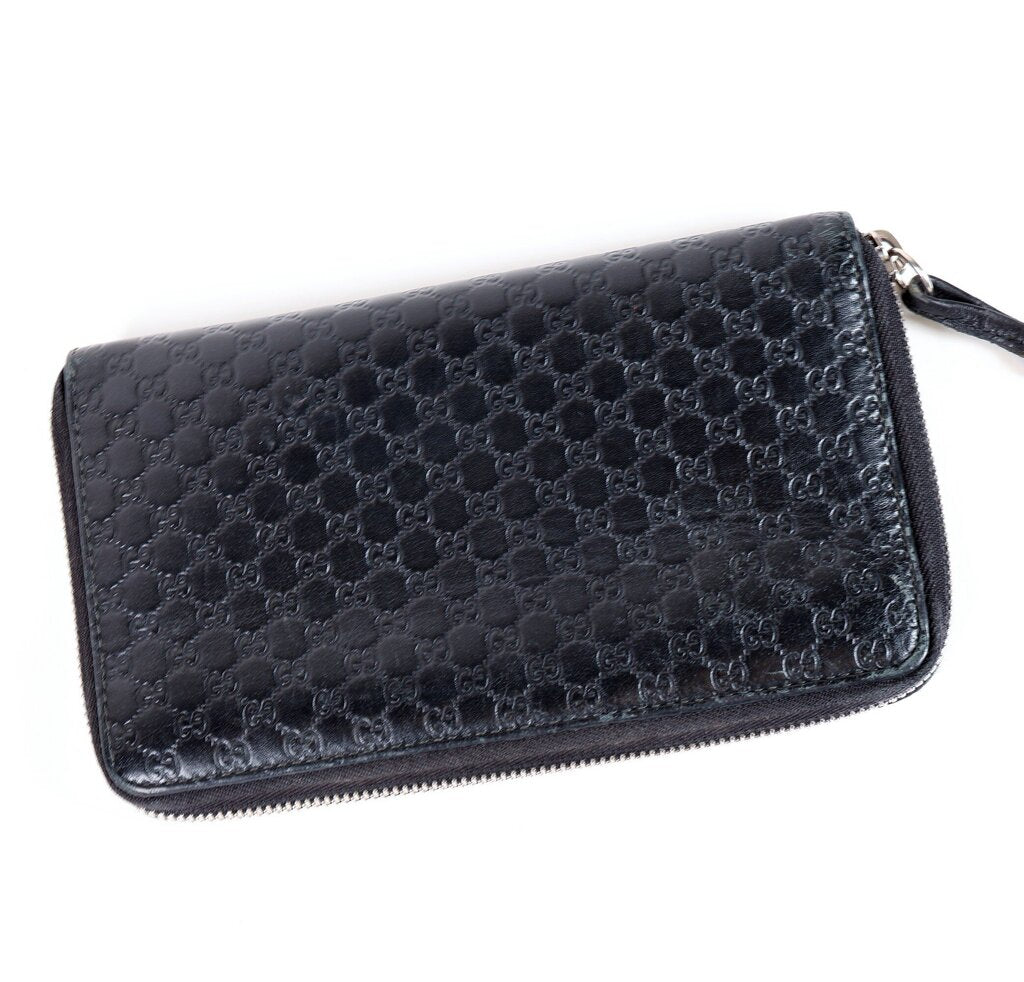 Microguccissima Embossed Zip Wallet Organizer