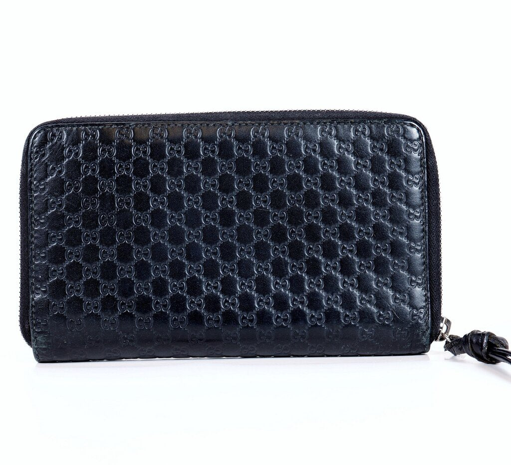 Microguccissima Embossed Zip Wallet Organizer