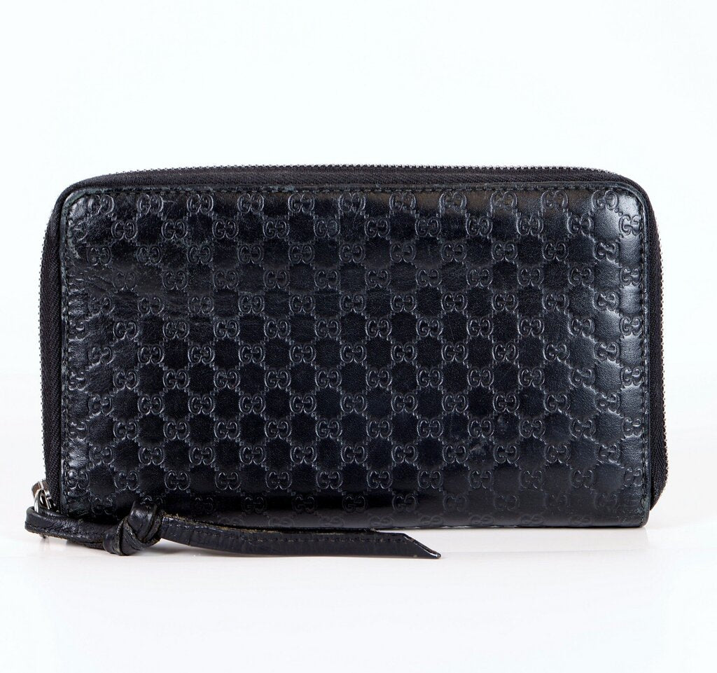 Microguccissima Embossed Zip Wallet Organizer