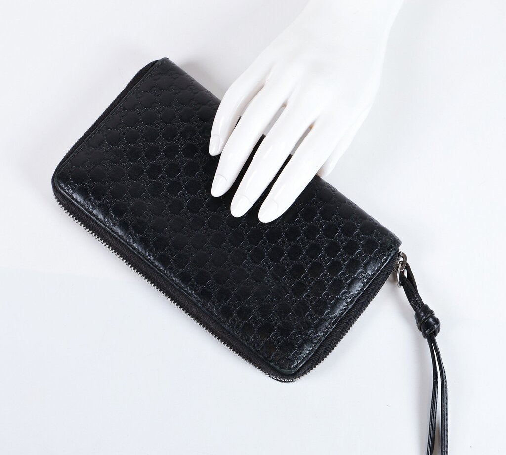 Microguccissima Embossed Zip Wallet Organizer