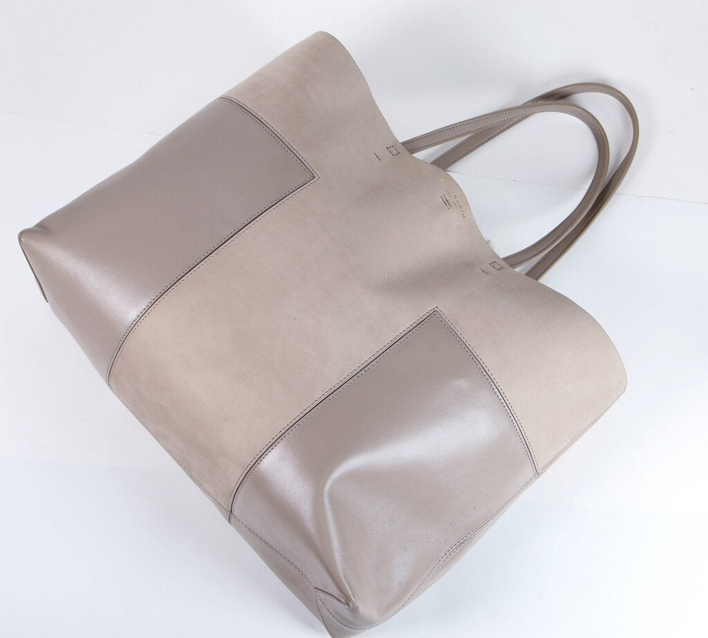 Taupe Suede and Leather Large Tote
