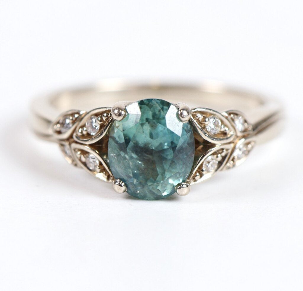 14K Gold Montana Sapphire and Diamond Ring (6.5)