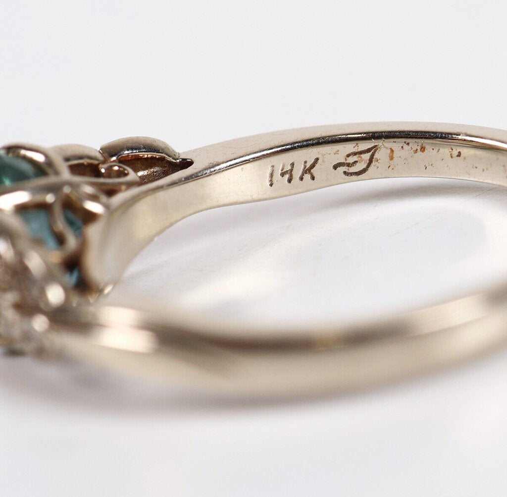 14K Gold Montana Sapphire and Diamond Ring (6.5)