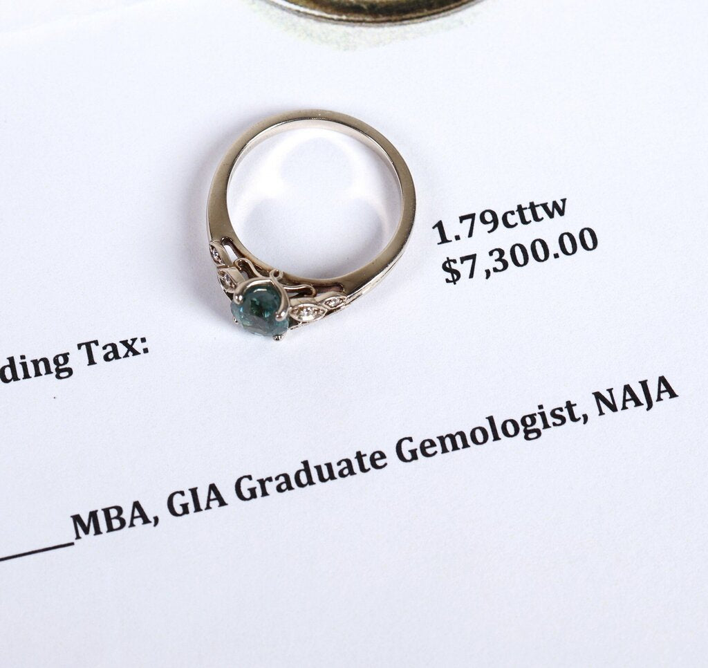14K Gold Montana Sapphire and Diamond Ring (6.5)