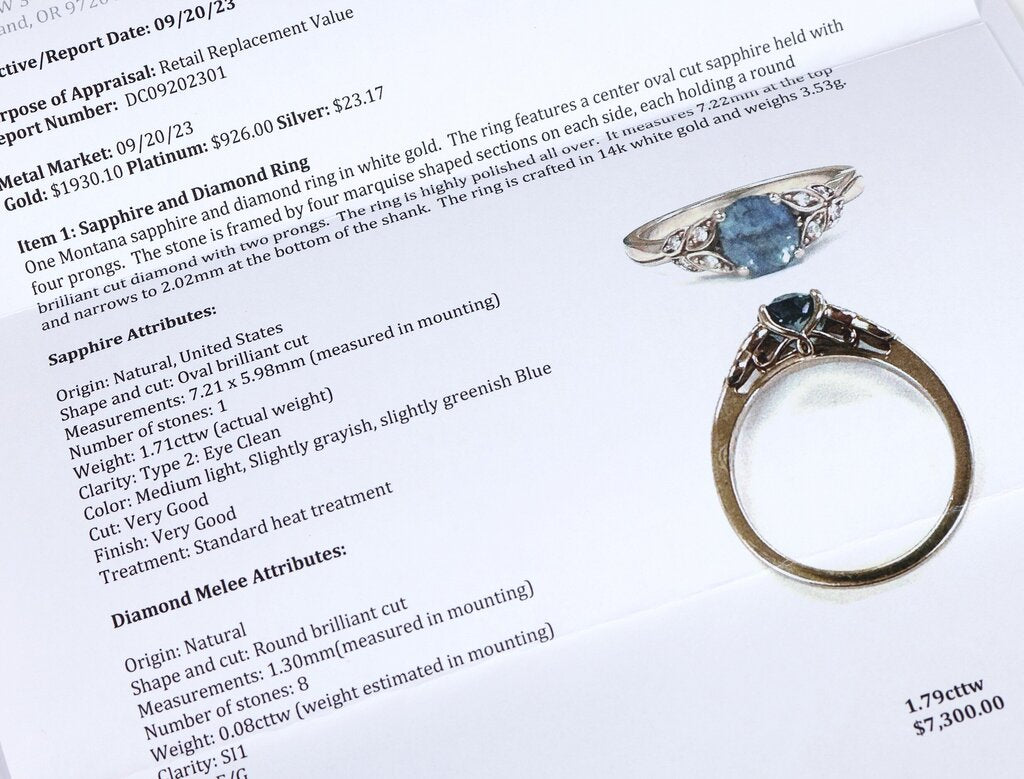 14K Gold Montana Sapphire and Diamond Ring (6.5)