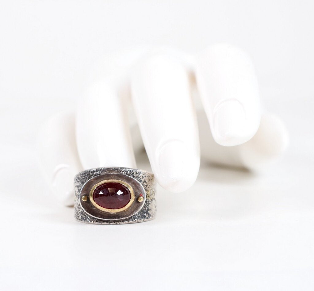 Sterling 18K and Garnet Ring (9.5)