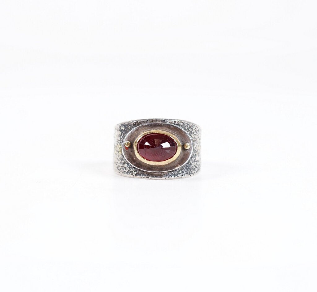 Sterling 18K and Garnet Ring (9.5)