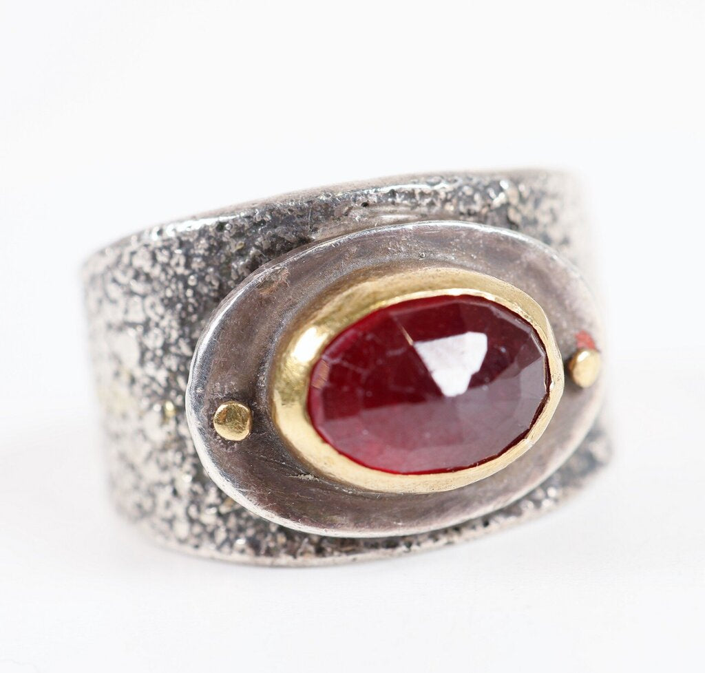 Sterling 18K and Garnet Ring (9.5)