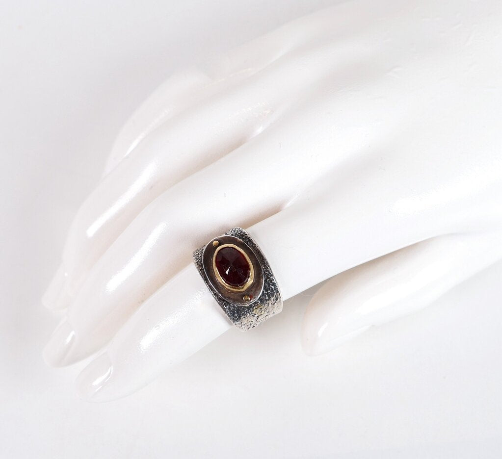 Sterling 18K and Garnet Ring (9.5)