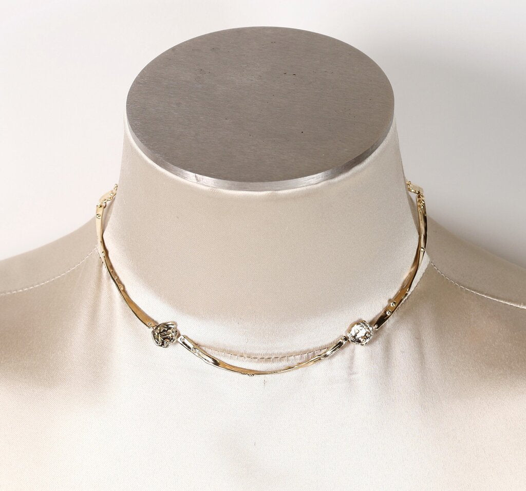 14K Gold Organic Collar Necklace