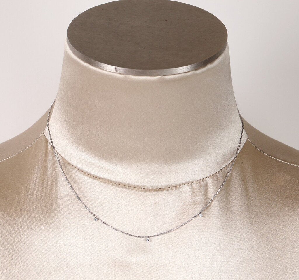 18K Gold and Floating Diamond Trio Necklace
