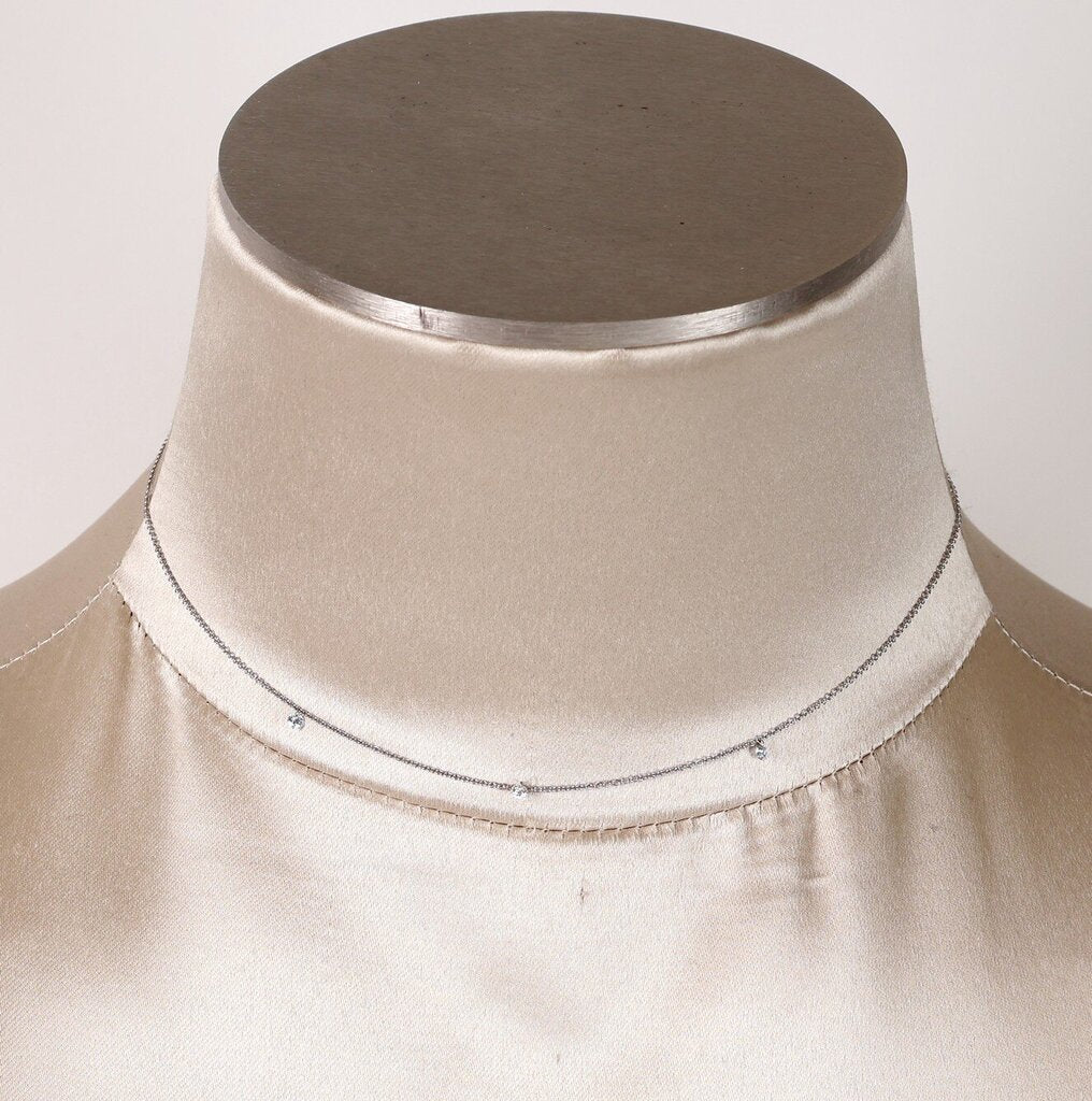 18K Gold and Floating Diamond Trio Necklace