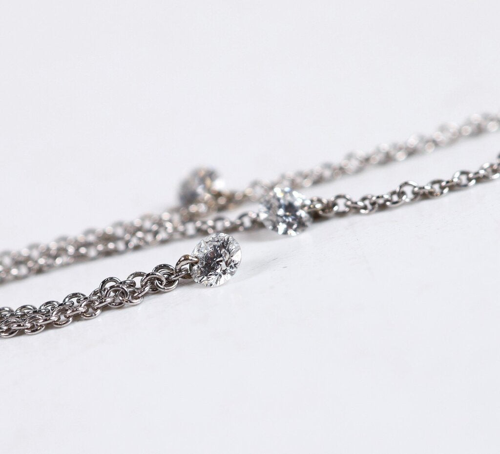 18K Gold and Floating Diamond Trio Necklace