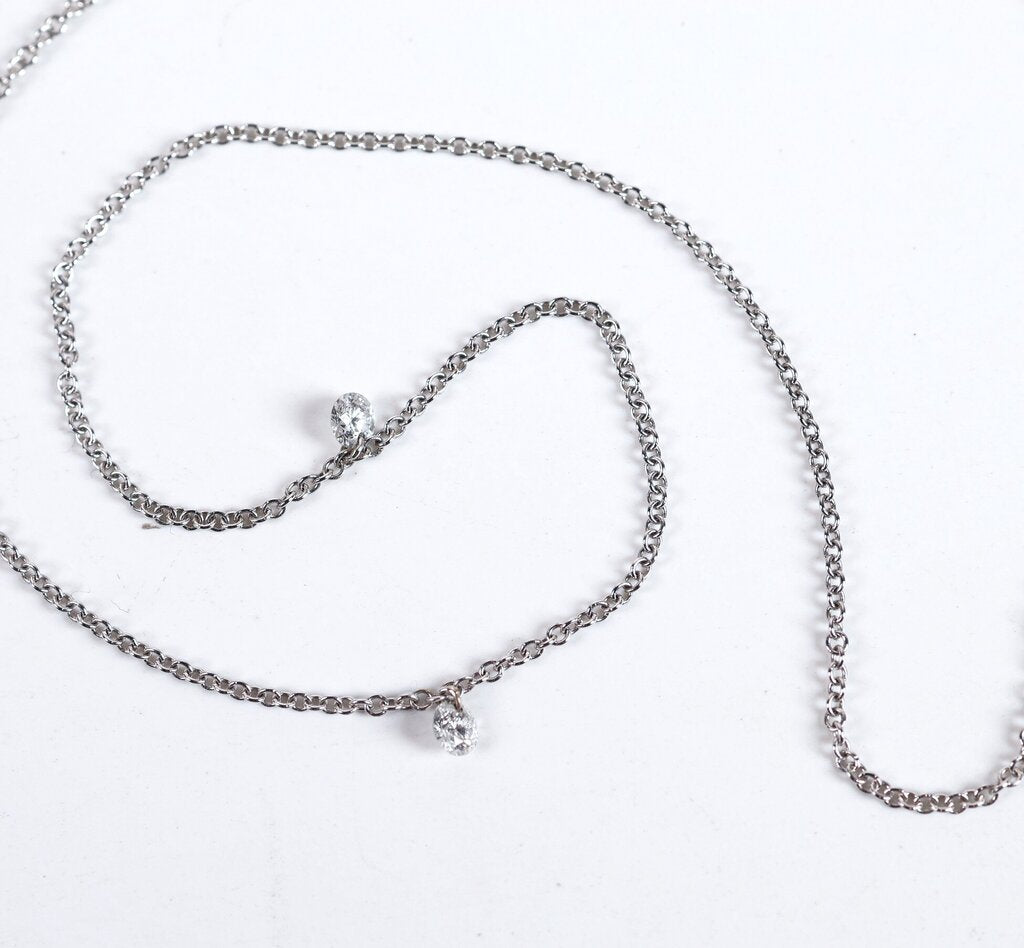 18K Gold and Floating Diamond Trio Necklace