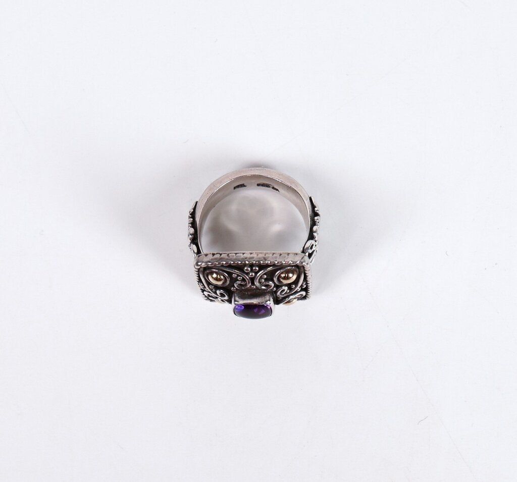 Sterling 18K and Amethyst Ring (5.5)