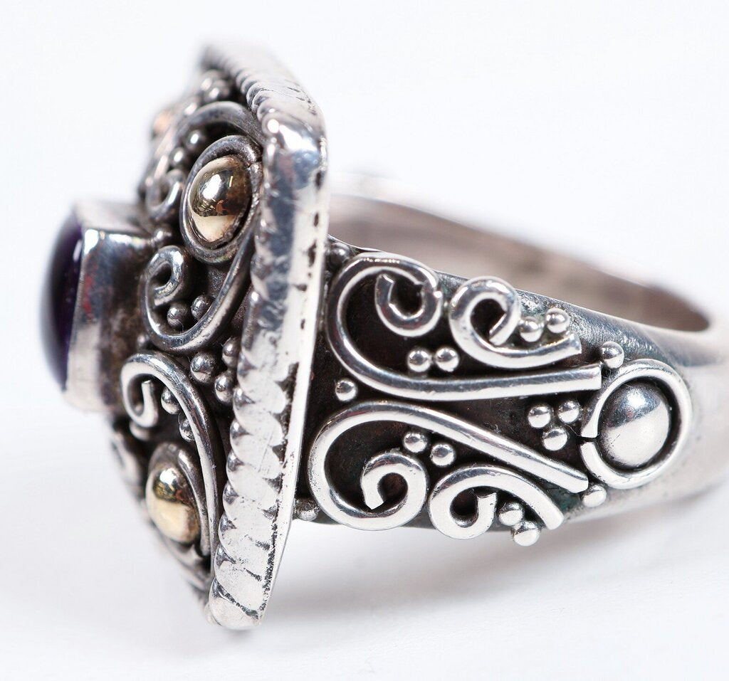 Sterling 18K and Amethyst Ring (5.5)