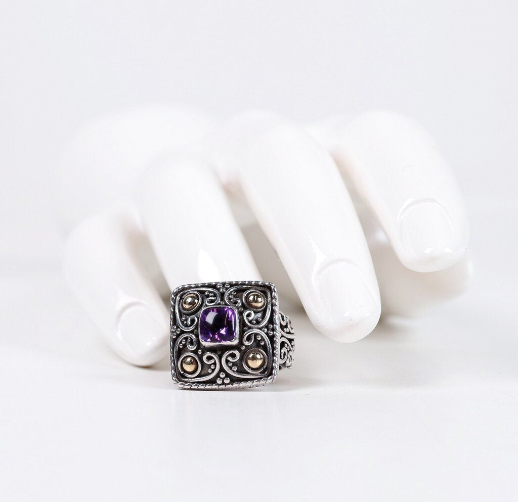 Sterling 18K and Amethyst Ring (5.5)