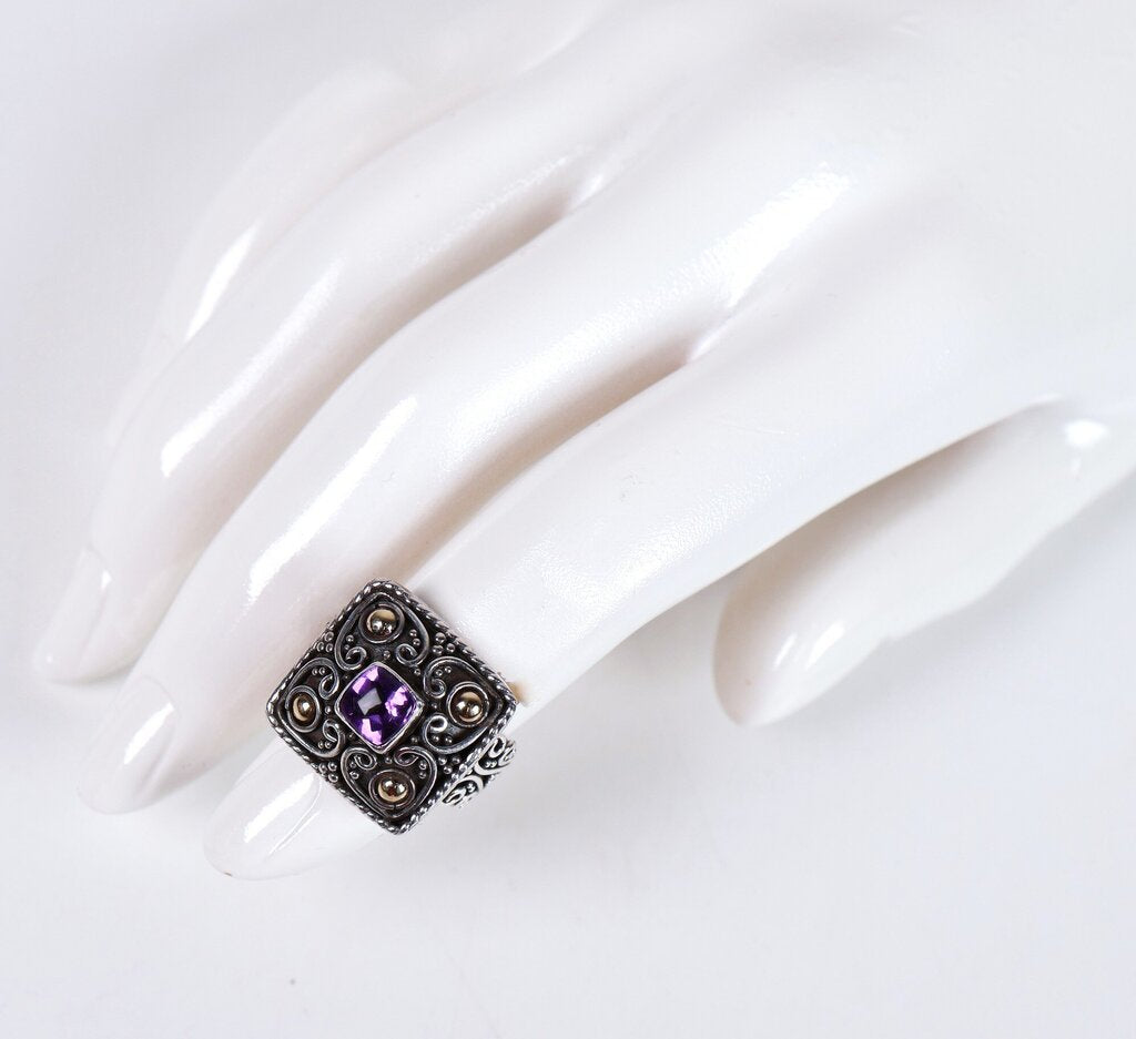 Sterling 18K and Amethyst Ring (5.5)